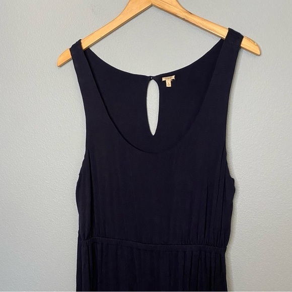 J Crew Navy Blue Jersey Knit Maxi Dress Keyhole Cutout Women's Size L - Picture 2 of 10